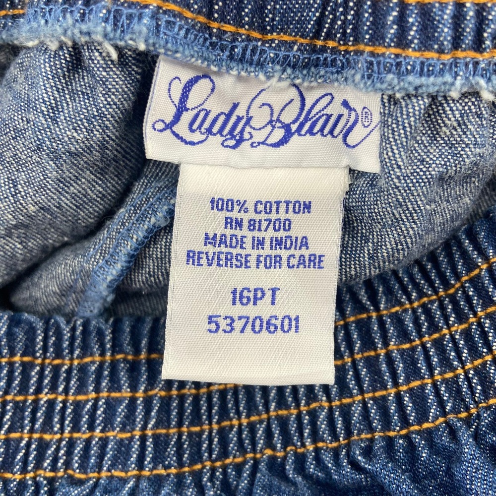 Vintage Lady Blair Denim Skirt Elastic Waist Pockets Dark Wash Knee Length 16PT - Picture 6 of 6